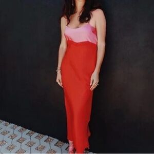 Giani Bernini Pink and Red Spaghetti Strap Maxi Dress